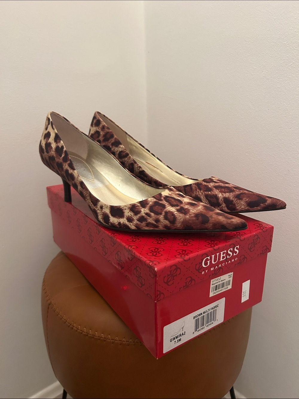 Guess by Marciano Leopard-Print Pointed Pumps - Brown/Black